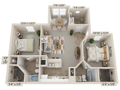 2 bedroom floorplan